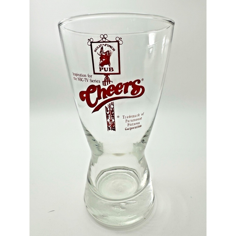 Cheers Beer Glass Bull & Finch Pub NBC TV Show Paramount Logo Pint Vintage